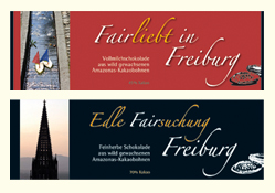 Städteschokolade Freiburg, in Zusammenarbeit mit den Weltläden Freiburg Gerberau, Herdern und Salzladen Littenweiler